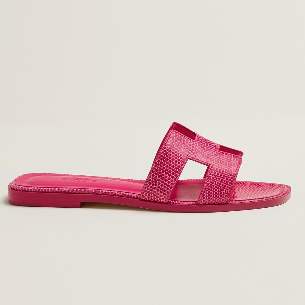 HP🎉RARE PINK LIZARD HERMÈS ORAN SANDALS - Picture 11 of 15